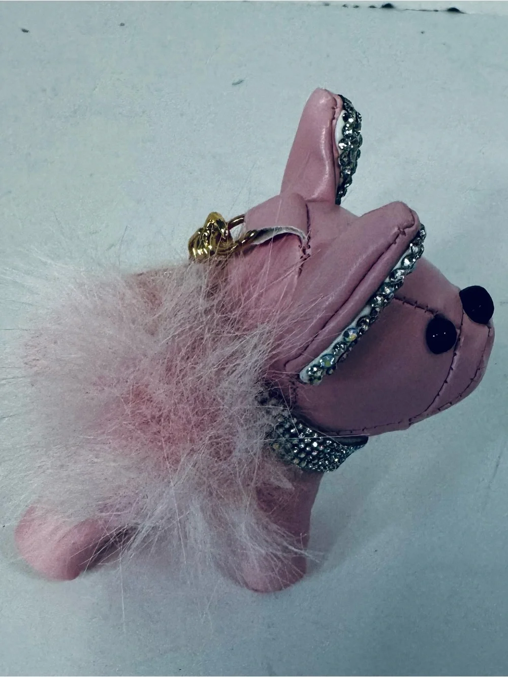 Natasha Pink Rhinestone Ear Puppy Charm